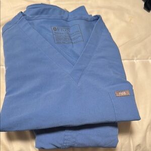 Figs Ciel Blue Scrub Top and Pants Set